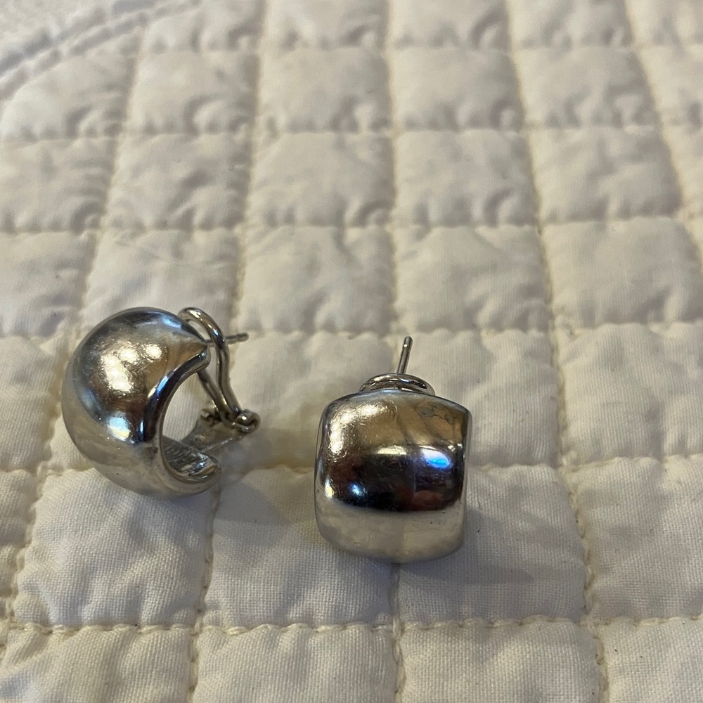 Vintage Chunky Silver Dome Stud Earrings
